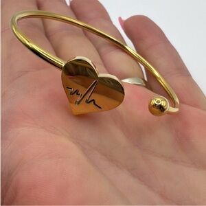 Gold Heartbeat Bangle Bracelet